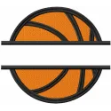 Split Basketball embroidery design preview showcasing detailed stitching and vibrant colors.