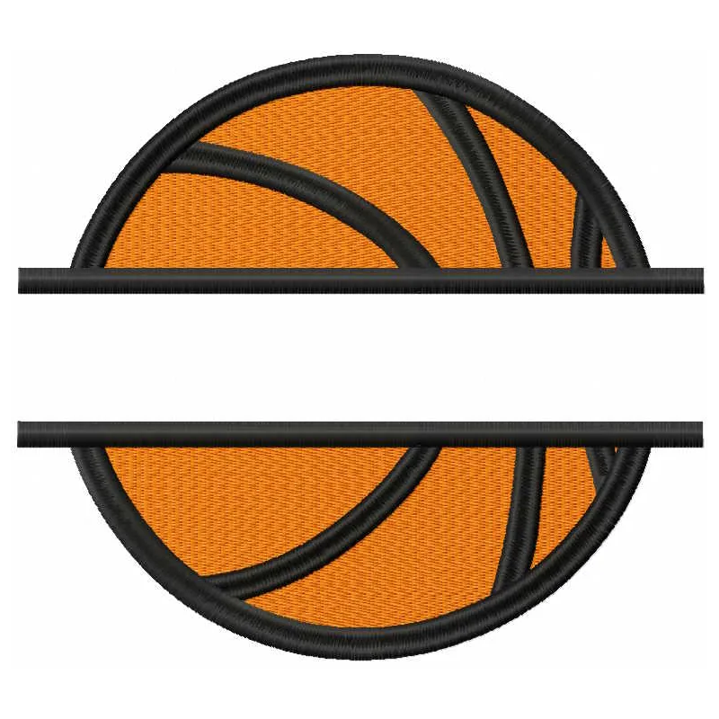 Split Basketball embroidery design preview showcasing detailed stitching and vibrant colors.