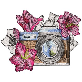 Vintage photo session in garden embroidery design - Embroidery Design