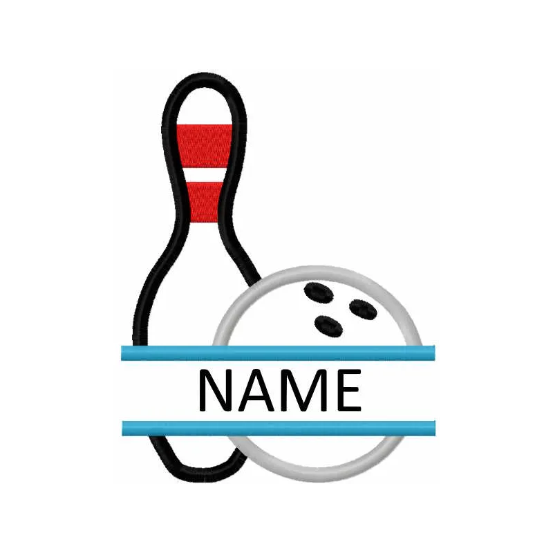Outline Split Bowling embroidery design preview showcasing intricate details and stitching quality.