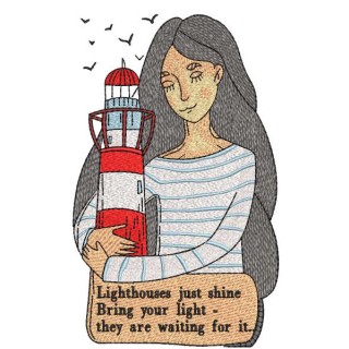 Lighthouses just shine embroidery design - Embroidery Design