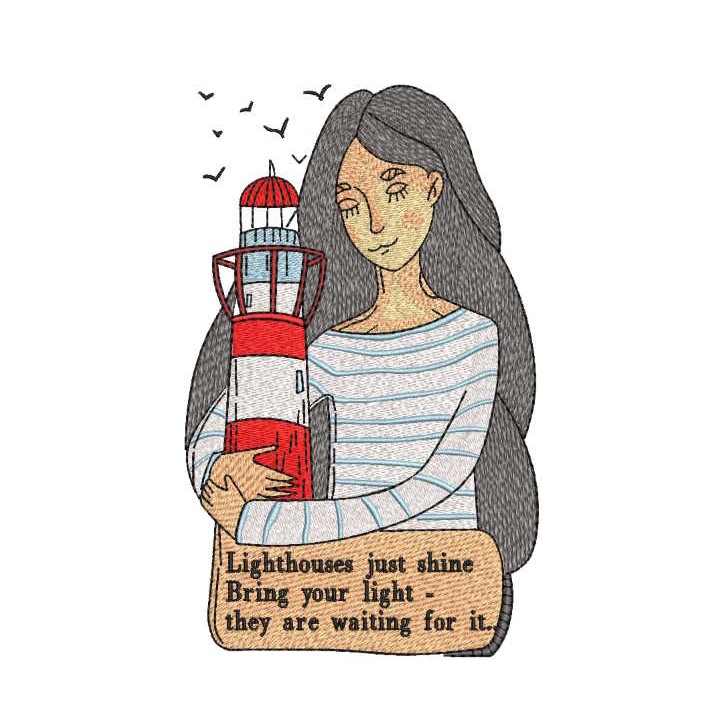 Lighthouses just shine embroidery design - Embroidery Design