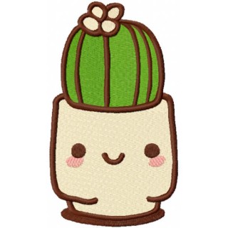 Cheerful succulent in a pot embroidery design - Embroidery Design