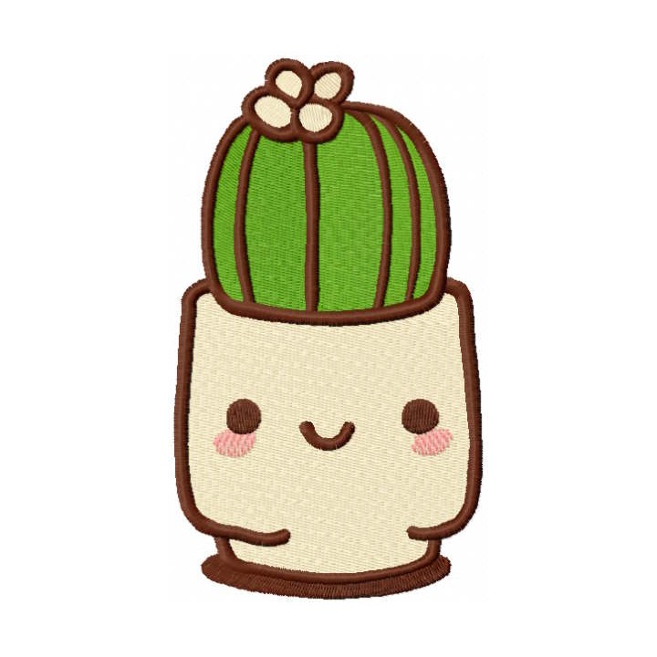 Cheerful succulent in a pot embroidery design - Embroidery Design