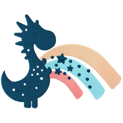 Dinosaur star trek embroidery design preview showcasing vibrant colors and detailed stitching.