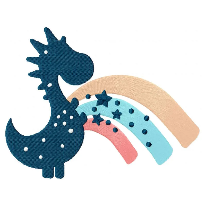 Dinosaur star trek embroidery design preview showcasing vibrant colors and detailed stitching.