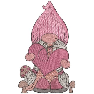 Generous Gnome Amidst Whimsical Fungi embroidery design - Embroidery Design