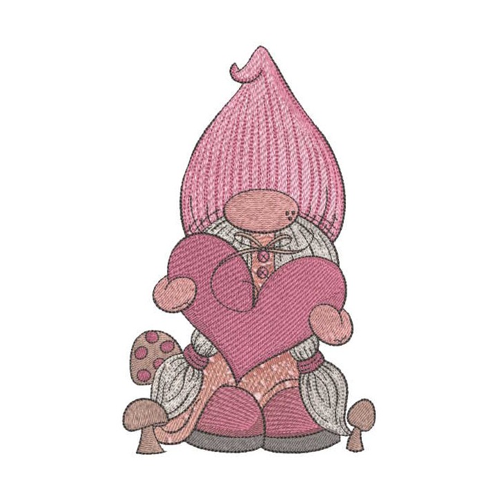 Generous Gnome Amidst Whimsical Fungi embroidery design - Embroidery Design