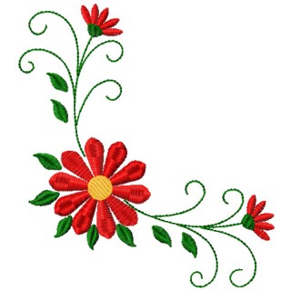 Simple red flower embroidery design - Embroidery Design