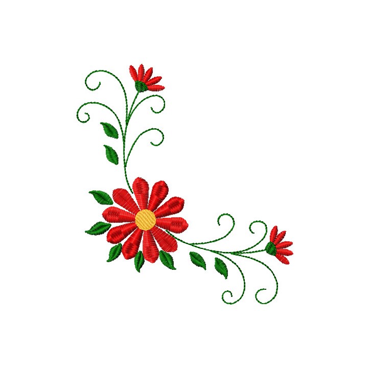 Simple red flower embroidery design - Embroidery Design