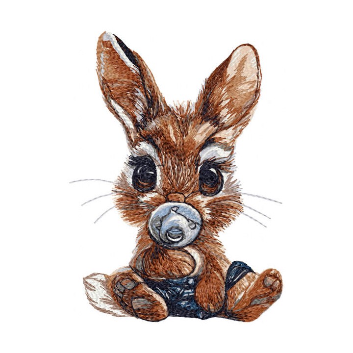 Bunny with rubber pacifier embroidery design - Embroidery Design