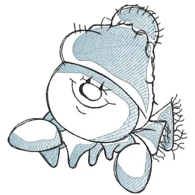 Snowman Christmas scetch embroidery design preview showcasing detailed stitching and vibrant colors.