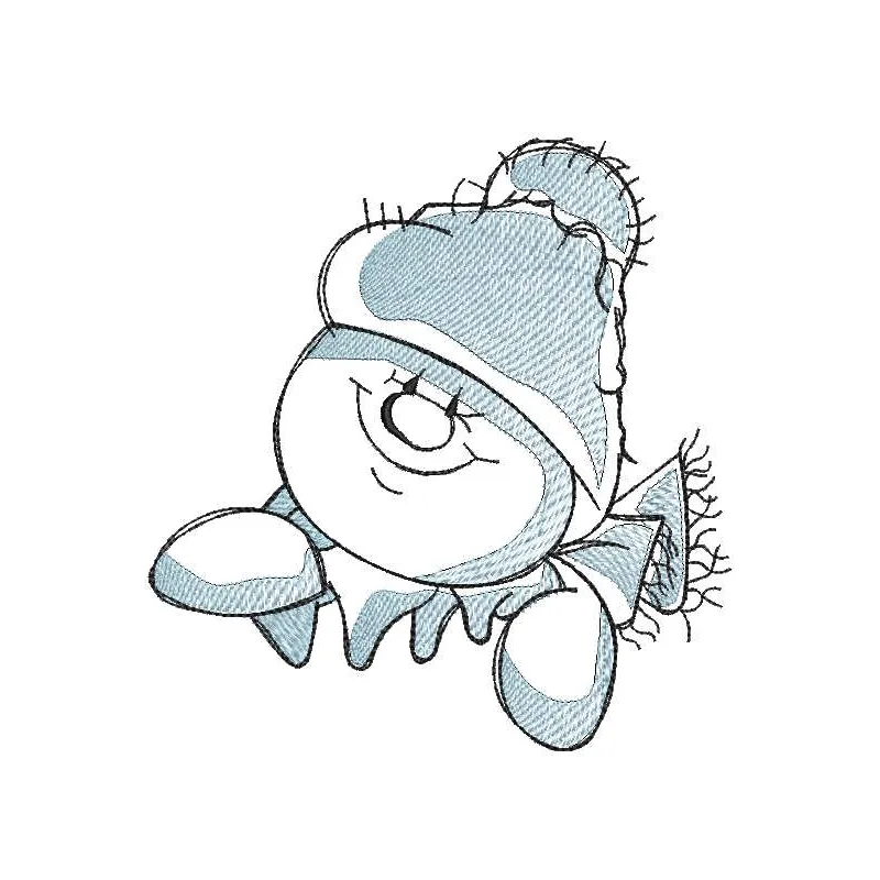 Snowman Christmas scetch embroidery design preview showcasing detailed stitching and vibrant colors.