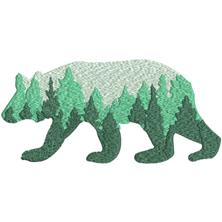 Walking forest bear embroidery design - Embroidery Design