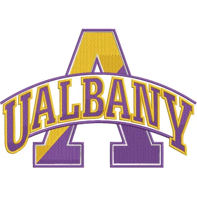 Albany Great Danes circle logo embroidery design preview showcasing detailed stitching and vibrant colors.