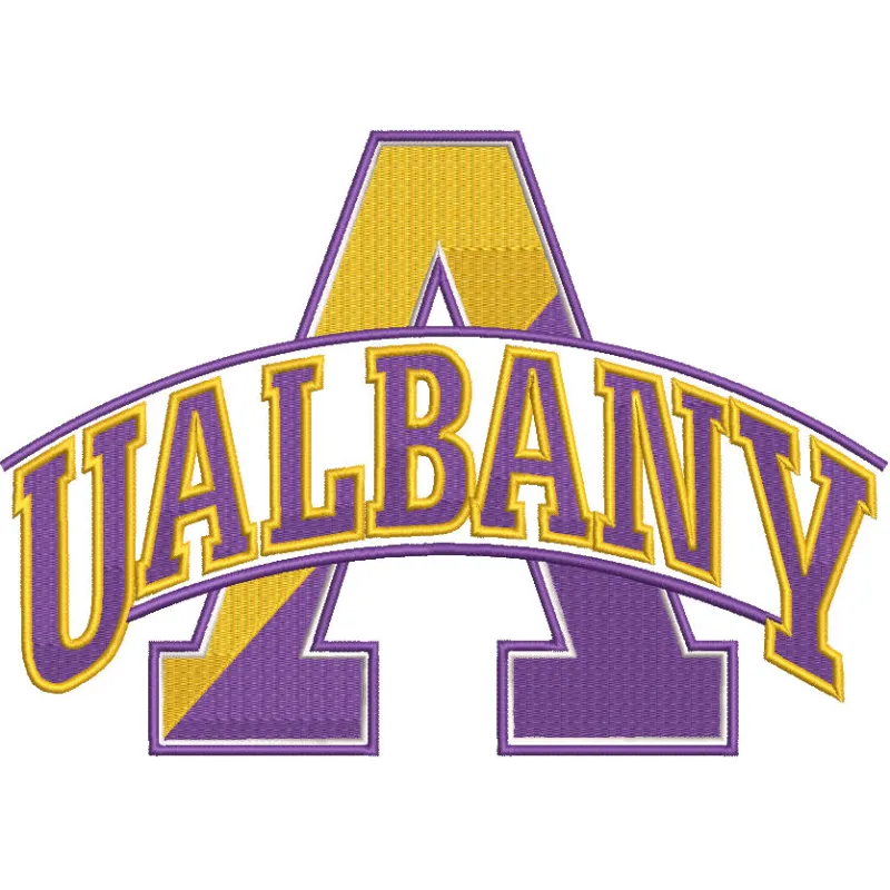 Albany Great Danes circle logo embroidery design preview showcasing detailed stitching and vibrant colors.