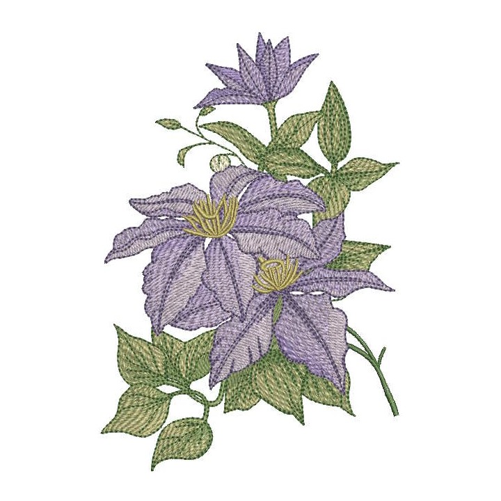 Clematis minister bouquet embroidery design - Embroidery Design