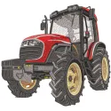 Ultimate big red tractor adventure embroidery design preview showcasing vibrant colors and detailed stitching.