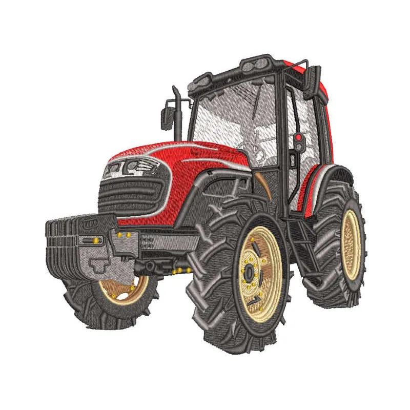 Ultimate big red tractor adventure embroidery design preview showcasing vibrant colors and detailed stitching.
