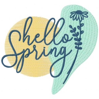 Hello spring pastel art embroidery design - Embroidery Design