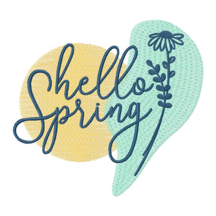 Hello spring pastel art embroidery design - Embroidery Design