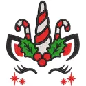 Magical adventures of Christmas unicorns embroidery design preview showcasing vibrant colors and detailed stitching.