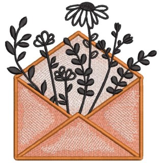 Letter with spring flowers inside embroidery design - Embroidery Design