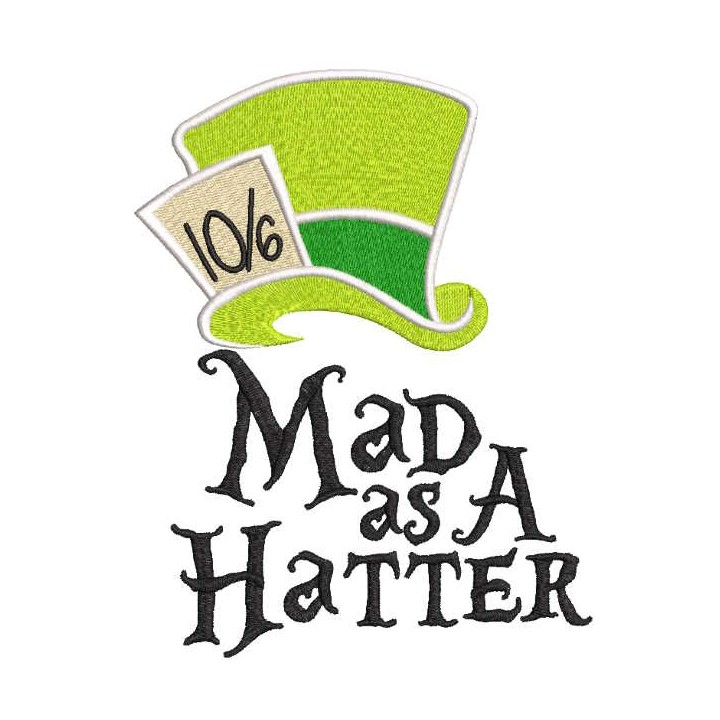 Mad as a Hatter embroidery design - Embroidery Design