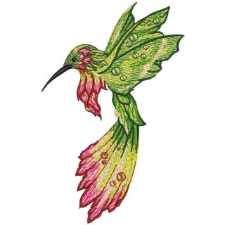 Bright plumage fluttering hummingbird embroidery design - Embroidery Design