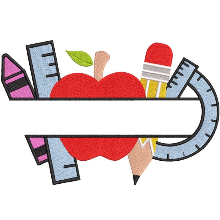 Split Student Name Monogram embroidery design - Embroidery Design