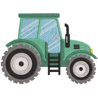 Green tractor embroidery design - Embroidery Design