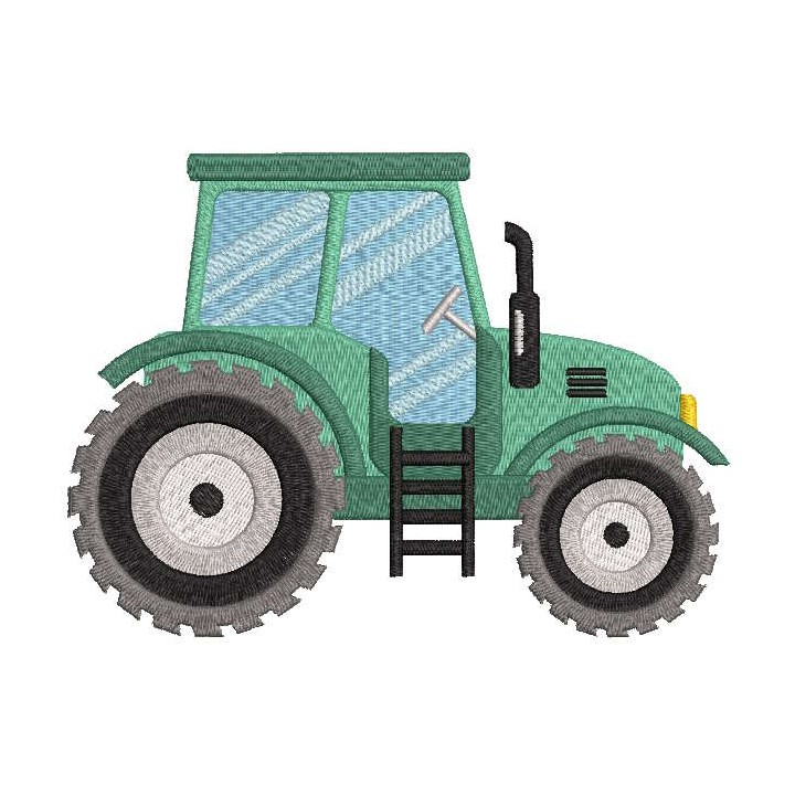 Green tractor embroidery design - Embroidery Design