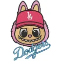 Labubu Dodgers fan embroidery design preview. Filename: labubu dodgers fan embroidery design.