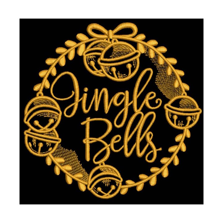 Gold jingle bells embroidery design - Embroidery Design