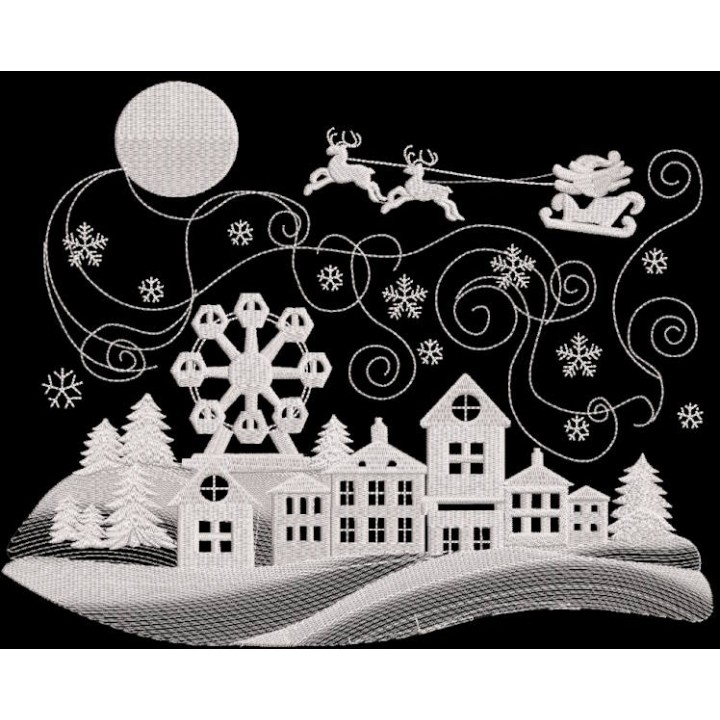 Sweet city celebrates Christmas embroidery design - Embroidery Design