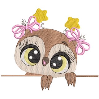Cute baby girl owl embroidery design - Embroidery Design