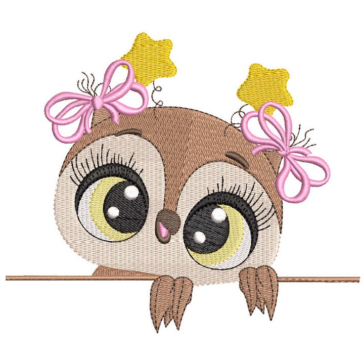 Cute baby girl owl embroidery design - Embroidery Design