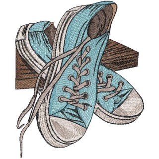 Well worn blue sneakers embroidery design - Embroidery Design