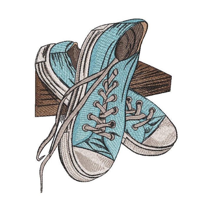 Well worn blue sneakers embroidery design - Embroidery Design