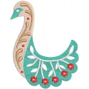 Swan ethnic decor embroidery design preview showcasing intricate details and vibrant colors.