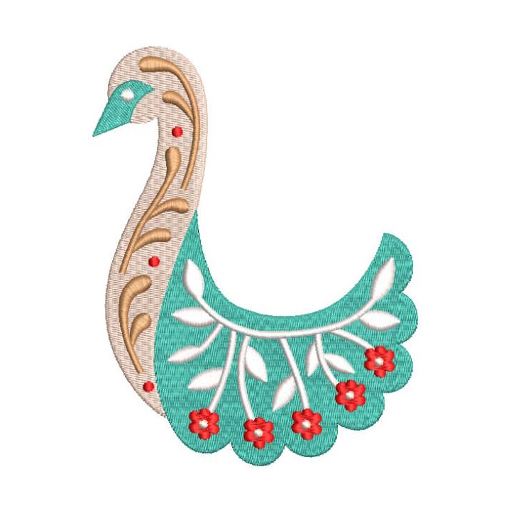 Swan ethnic decor embroidery design - Embroidery Design