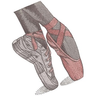 Sneakers and pointe shoes two way embroidery design - Embroidery Design