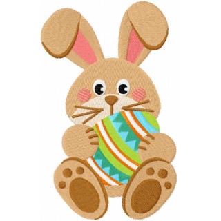Bunny with a painted Easter egg embroidery design - Embroidery Design