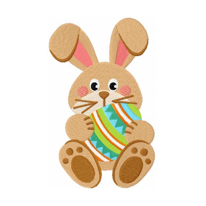 Bunny with a painted Easter egg embroidery design - Embroidery Design