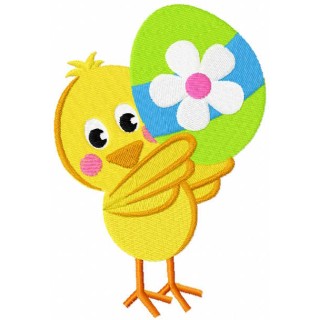 Сhick holding painted easter egg embroidery design - Embroidery Design