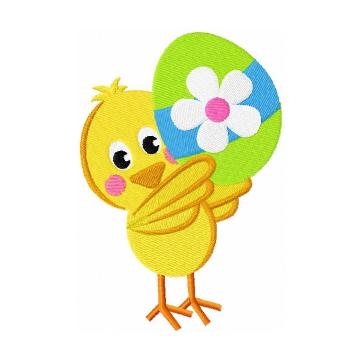 Сhick holding painted easter egg embroidery design - Embroidery Design