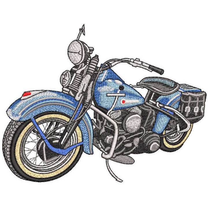 Big blue motorcycle embroidery design - Embroidery Design