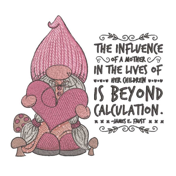 Romantic gnome girl keep heart wish embroidery design - Embroidery Design