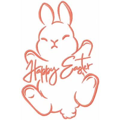 Happy Easter bunny spring charm embroidery design preview, showcasing vibrant colors and detailed stitching.