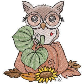 Owl autumn harvest embroidery design - Embroidery Design